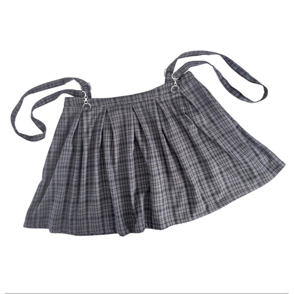 Hot Topic 2X Juniors Plaid Pleated Skirt Anime Cosplay Schoolgirl Suspenders